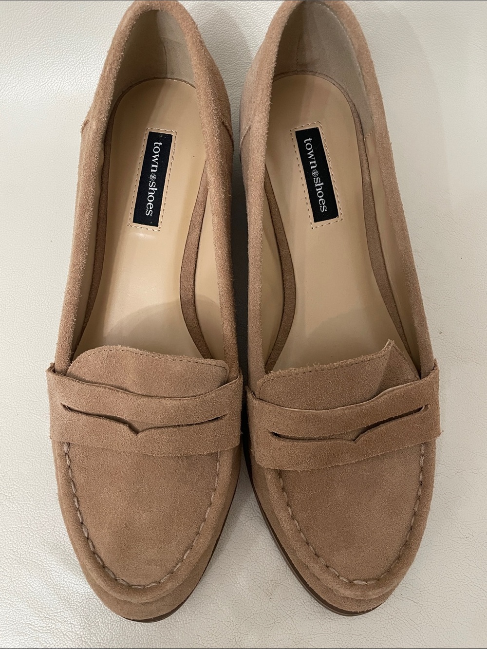 Suede Penny Loafers in Blush Tan - Women's Slip-On Comfort Loafer
